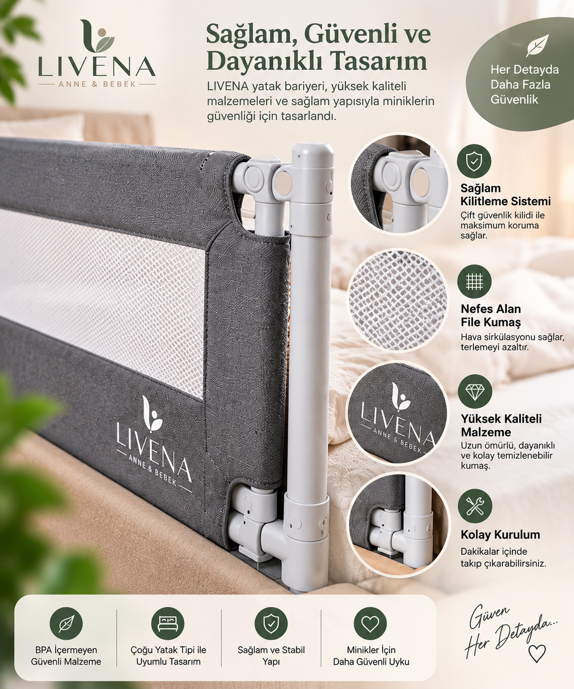 LIVENA Güvenli Uyku Yatak Bariyeri